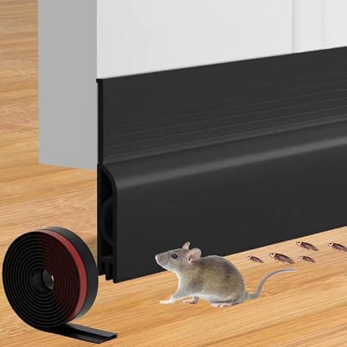 Ormein Door Draft Stopper (Silicone Stick-On Sweep, 1.96 x 39 in, Seals Gaps 0 to 1.5 in)