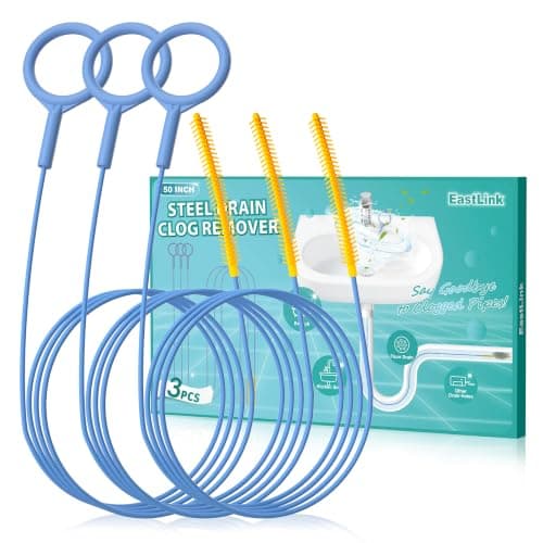 EastLink 50 in Steel-Core Drain Snake (0.11 in Thin, Nylon-Coated, 3-Pack)