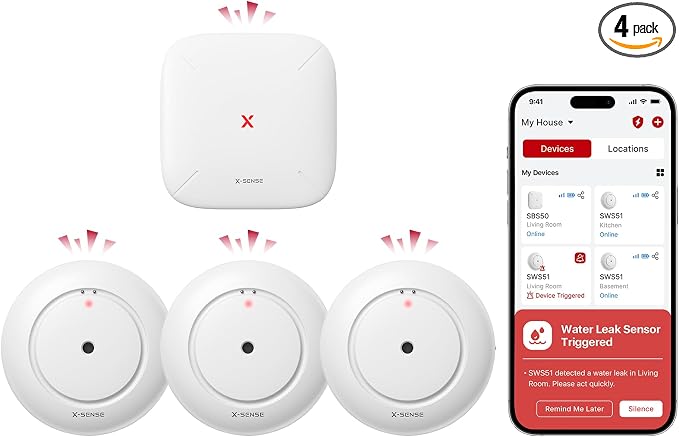 X-Sense SWS54 Wi-Fi Water Leak Detector Kit